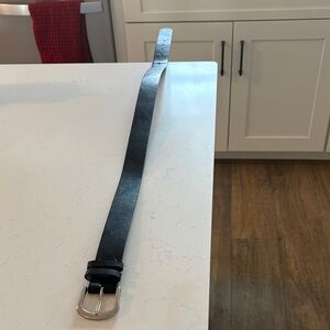Black Leather Belt with Silver Buckle